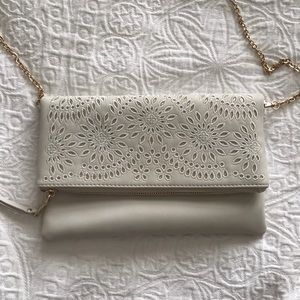 Cream crossbody or clutch purse